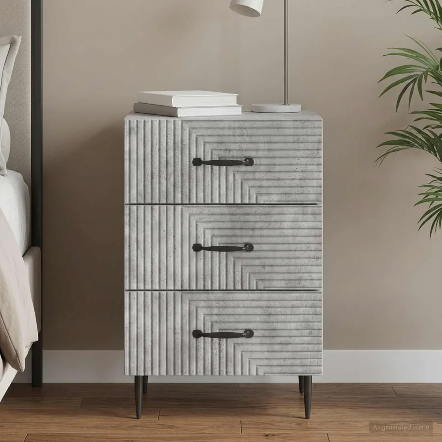Cabinet de chevet avec tiroir Gris béton 43 x 41 x 66,5 cm