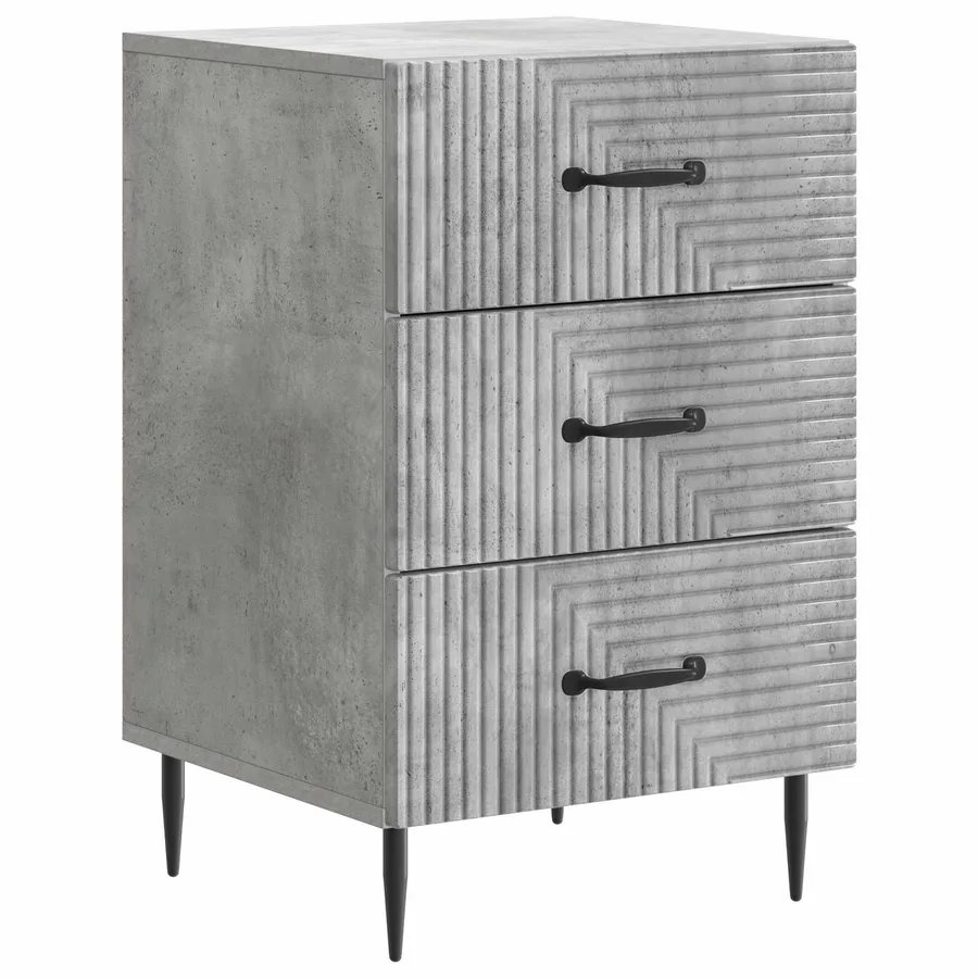 Cabinet de chevet avec tiroir Gris béton 43 x 41 x 66,5 cm - 2