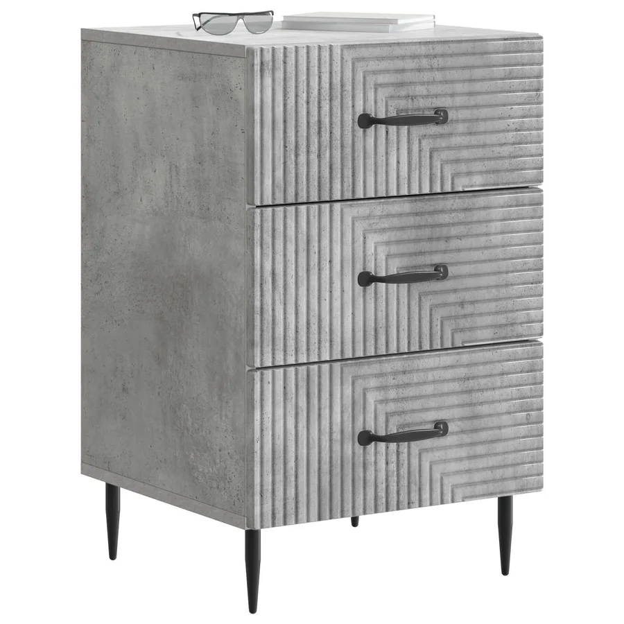 Cabinet de chevet avec tiroir Gris béton 43 x 41 x 66,5 cm - 3