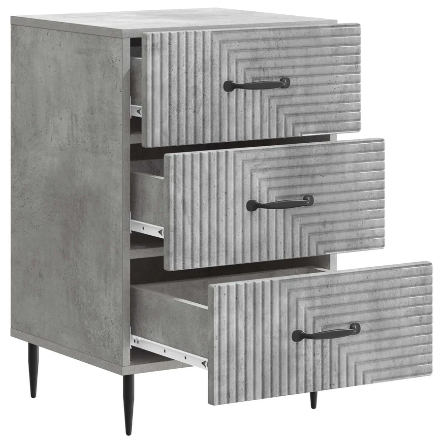 Cabinet de chevet avec tiroir Gris béton 43 x 41 x 66,5 cm - 4
