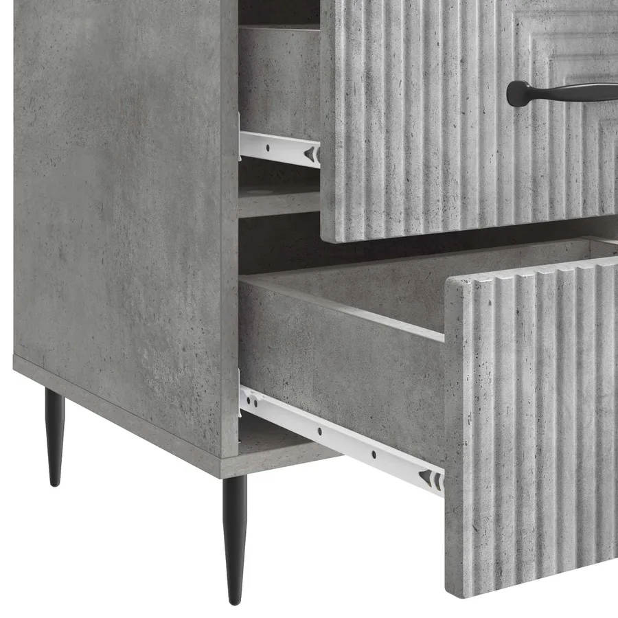 Cabinet de chevet avec tiroir Gris béton 43 x 41 x 66,5 cm - 9