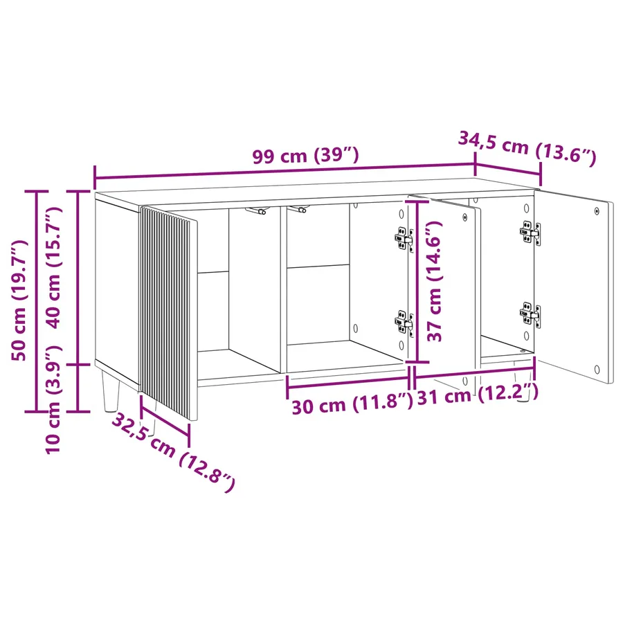 Meuble TV Blanc 99 x 34,5 x 50 cm Bois d'ingénierie - 12