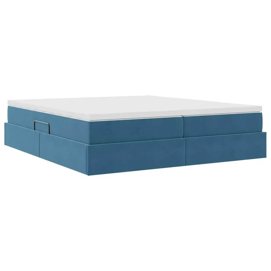 Lit avec rangement et matelas Bleu foncé 180 x 200 cm Velours - 10