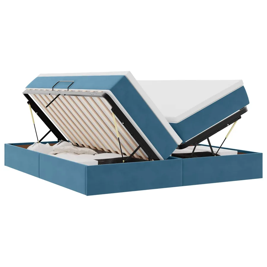 Lit avec rangement et matelas Bleu foncé 180 x 200 cm Velours - 2