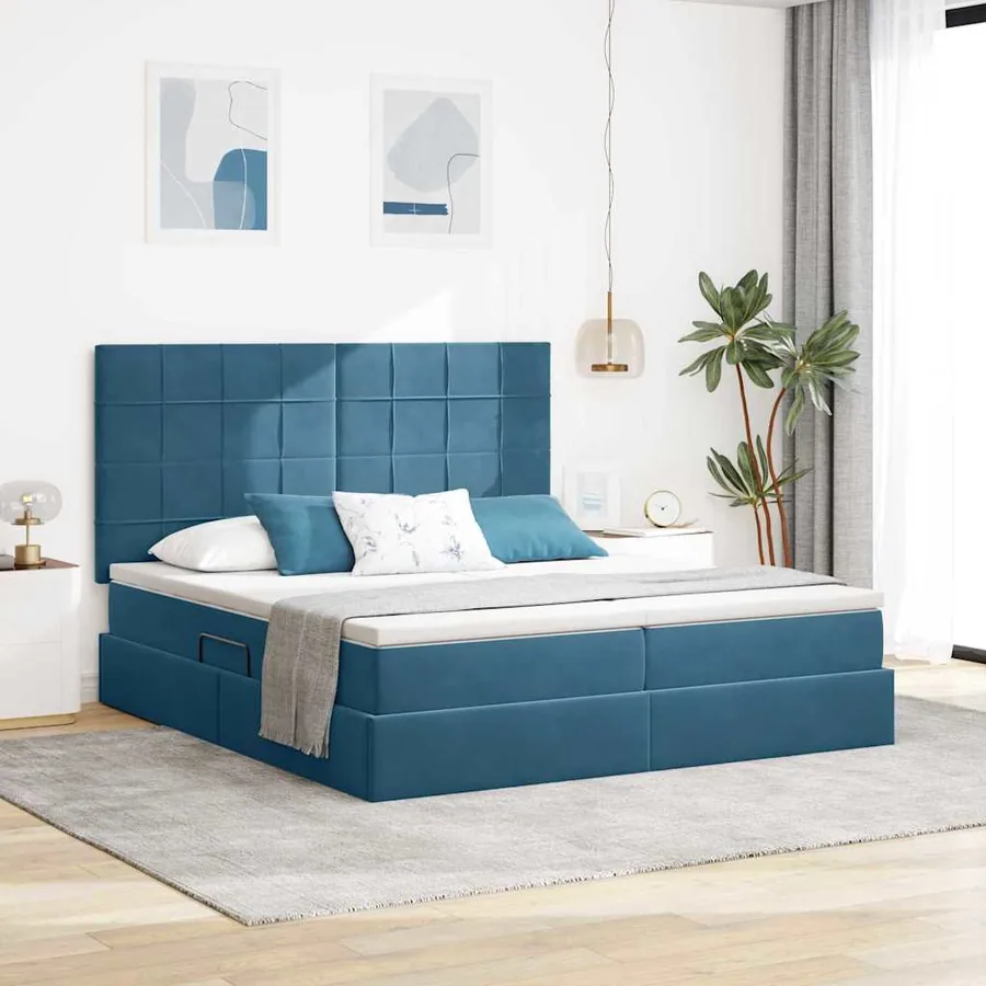 Lit de rangement LED avec matelas Bleu foncé 180 x 200 cm