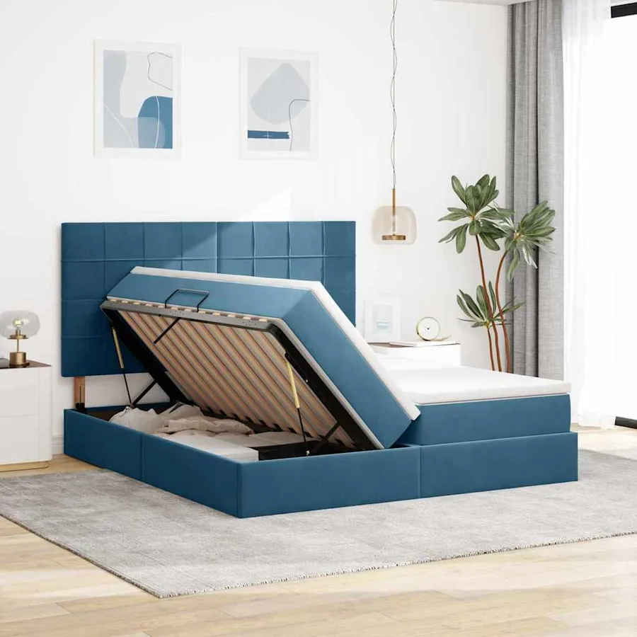 Lit de rangement LED avec matelas Bleu foncé 180 x 200 cm - 4
