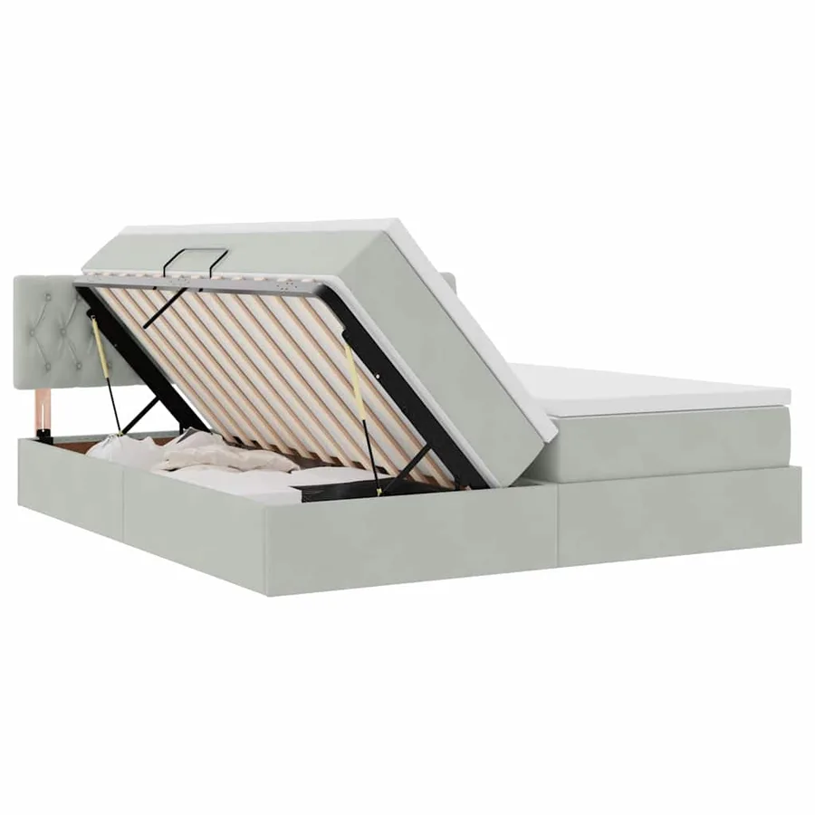 Lit de Rangement avec matelas Gris clair 100 x 200 cm - 7