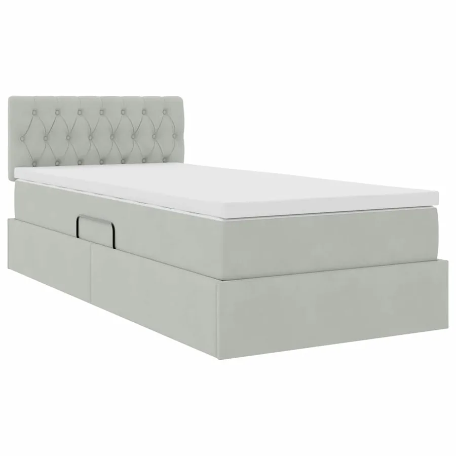 Lit de rangement LED avec matelas Gris clair 100 x 200 cm - 6