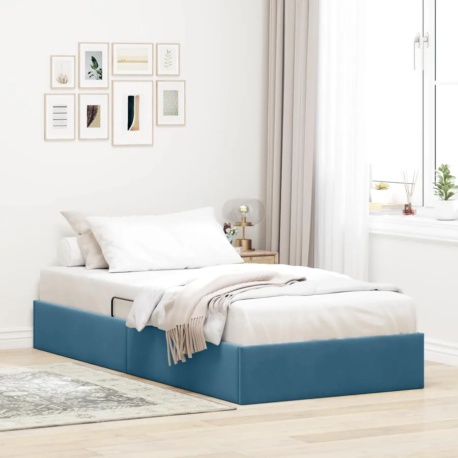 Cadre de lit ottoman Bleu foncé 100 x 200 cm Velours