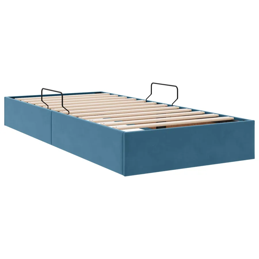Cadre de lit ottoman Bleu foncé 100 x 200 cm Velours - 9