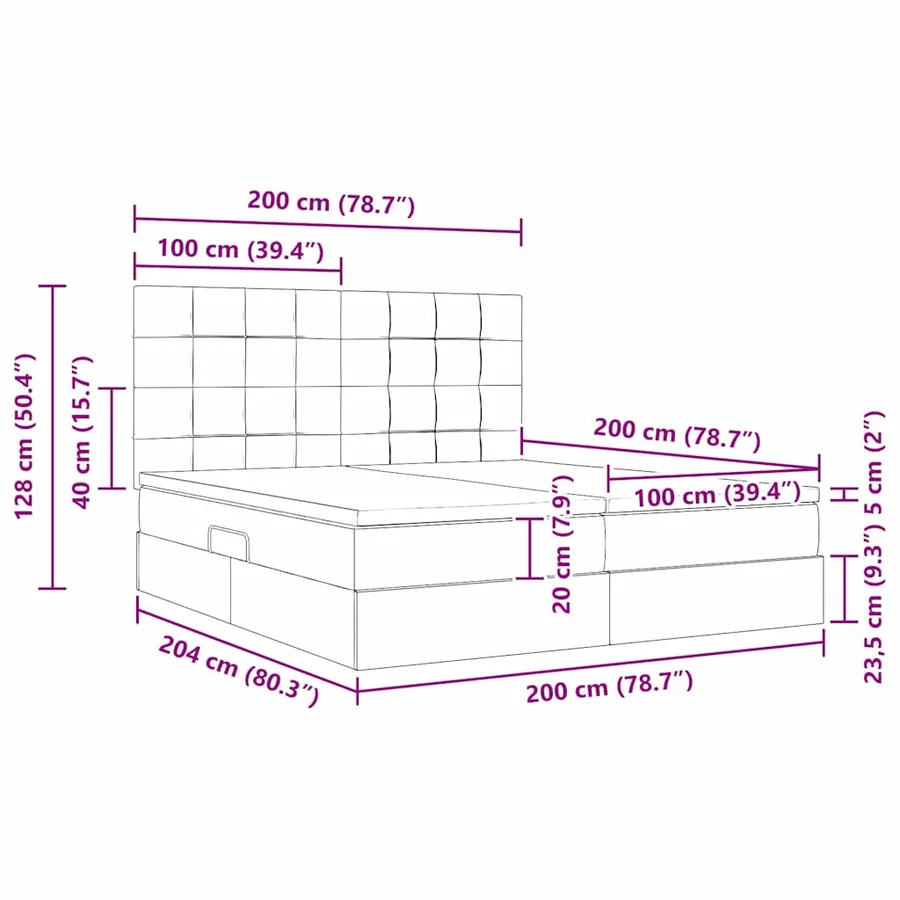 Lit de rangement LED avec matelas Gris clair 200 x 200 cm - 18