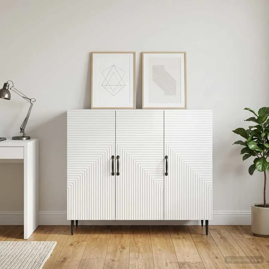 Buffet Blanc brillant 89 x 34,5 x 80 cm Bois d'ingénierie