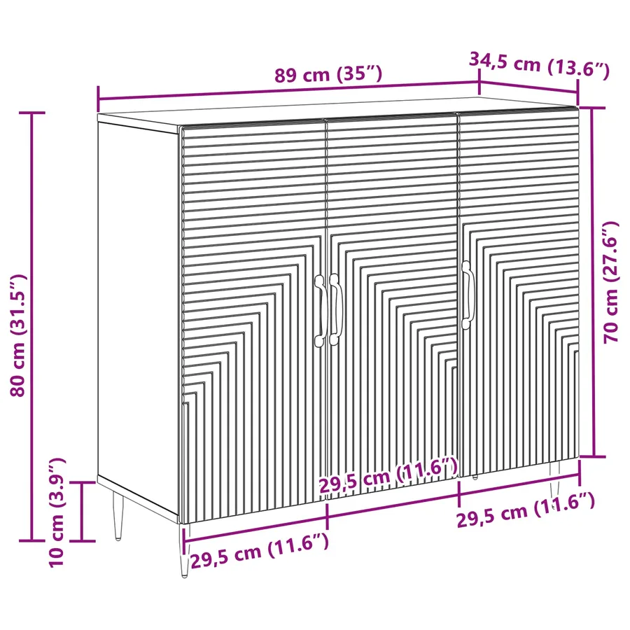 Buffet Blanc brillant 89 x 34,5 x 80 cm Bois d'ingénierie - 12