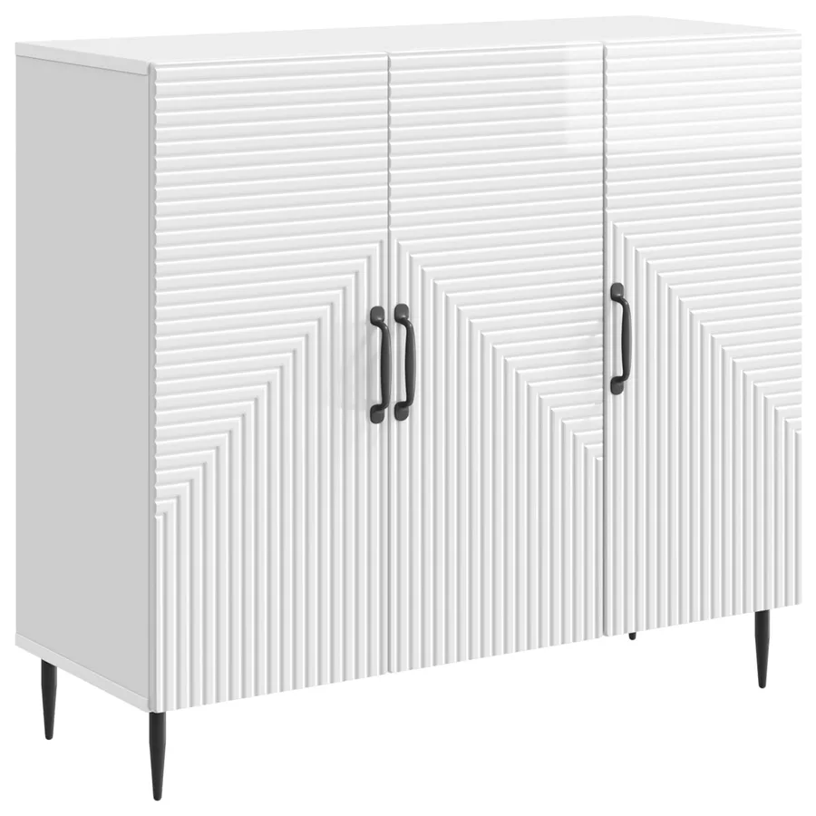 Buffet Blanc brillant 89 x 34,5 x 80 cm Bois d'ingénierie - 2
