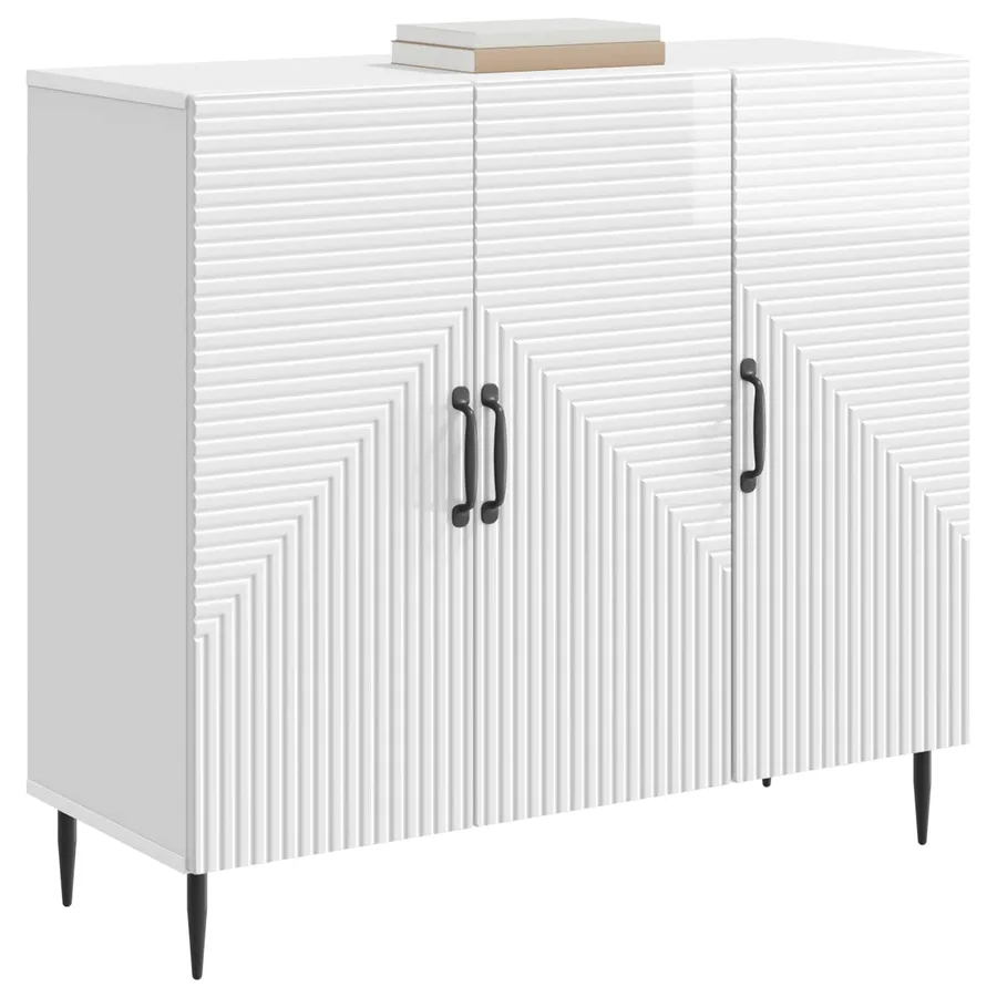Buffet Blanc brillant 89 x 34,5 x 80 cm Bois d'ingénierie - 3