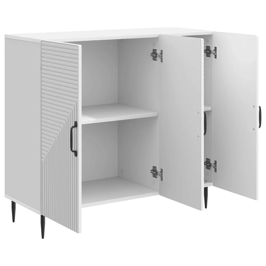 Buffet Blanc brillant 89 x 34,5 x 80 cm Bois d'ingénierie - 5