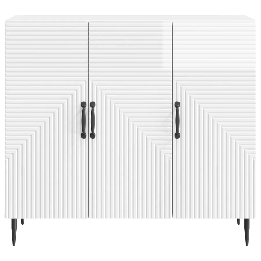 Buffet Blanc brillant 89 x 34,5 x 80 cm Bois d'ingénierie - 6
