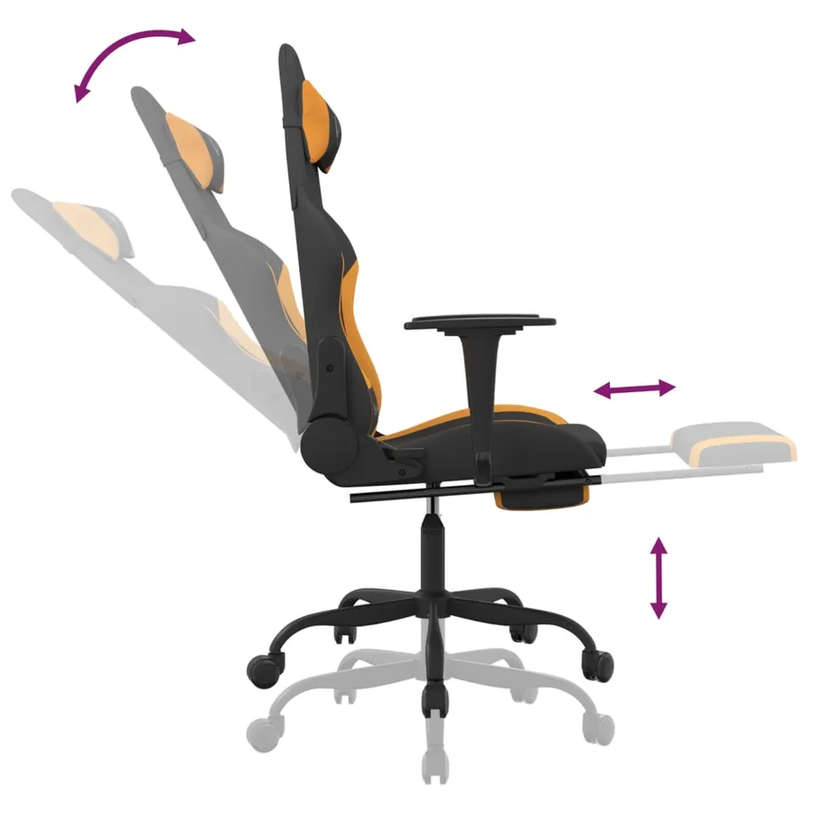 Chaise de jeu de massage avec repose-pied Noir et orange Tissu - 11