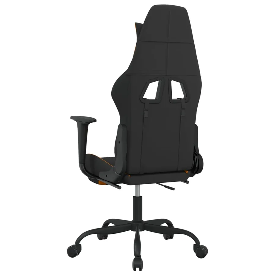 Chaise de jeu de massage avec repose-pied Noir et orange Tissu - 6