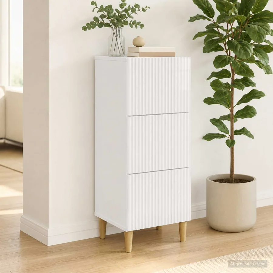 Armoire à tiroirs Blanc brillant 33 x 34,5 x 90 cm