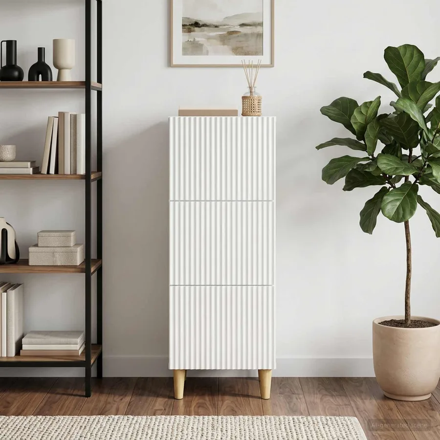 Armoire à tiroirs Blanc brillant 33 x 34,5 x 90 cm - 4