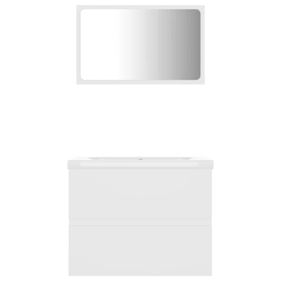 Ensemble de meubles de salle de bain blanc bois d'ingénierie - 4