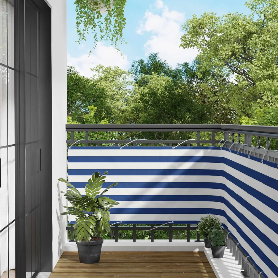 Écran de balcon Bleu et Blanc 75 x 200 cm