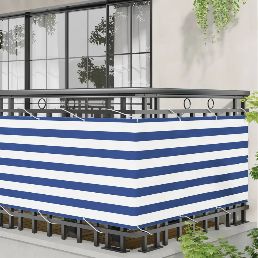 Écran de balcon Bleu et Blanc 75 x 200 cm - 3