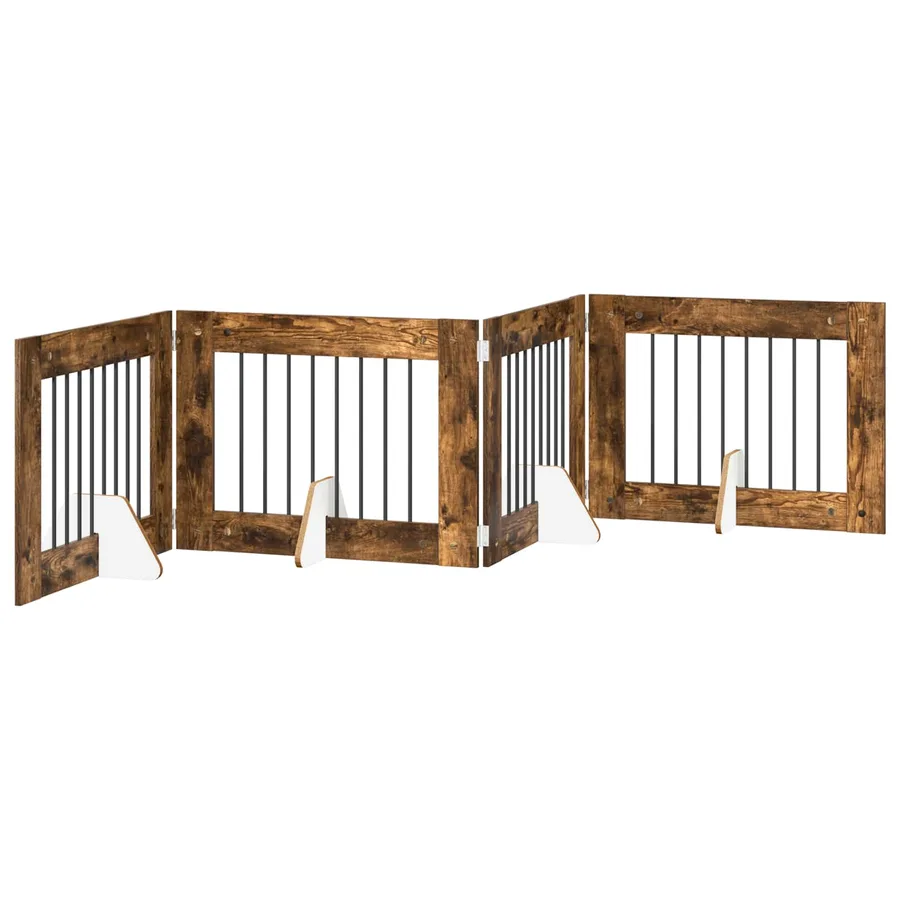 Porte de chien pliable avec supports 4 pcs Chêne fumé 321 cm - 2