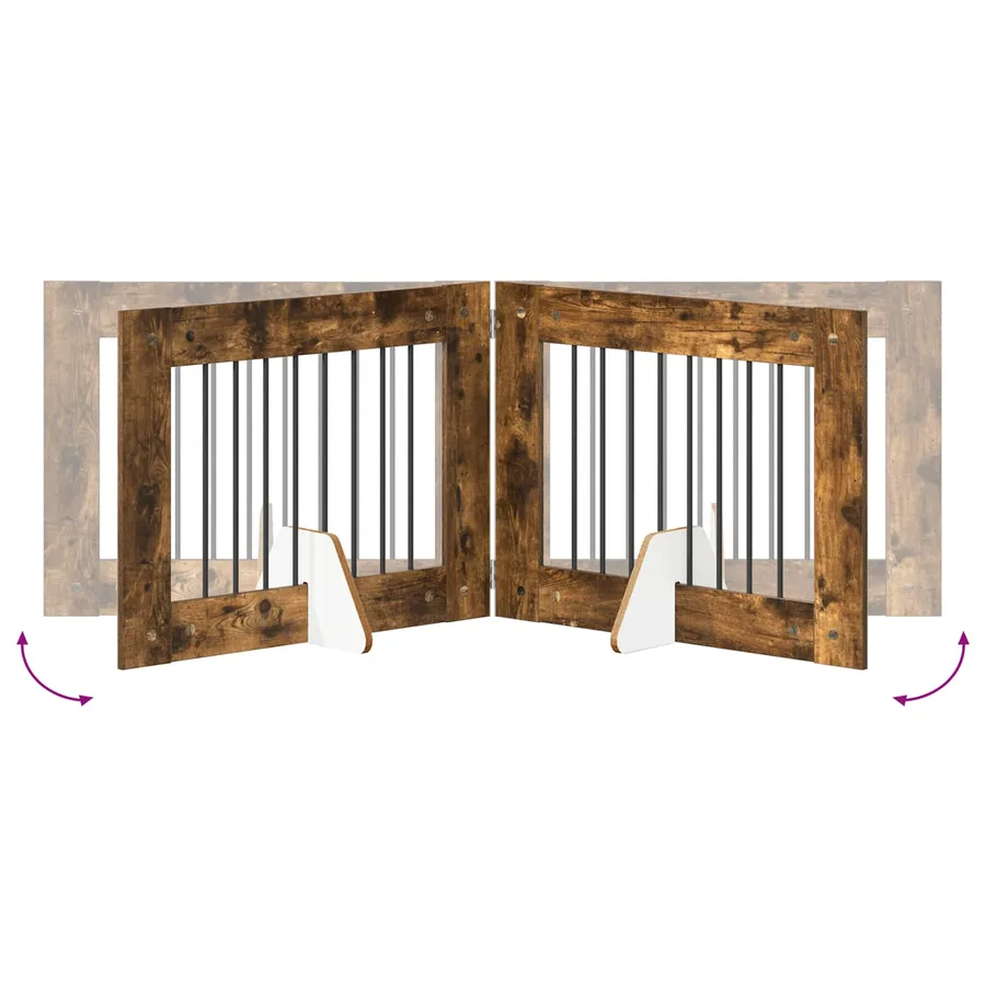 Porte de chien pliable avec supports 4 pcs Chêne fumé 321 cm - 6