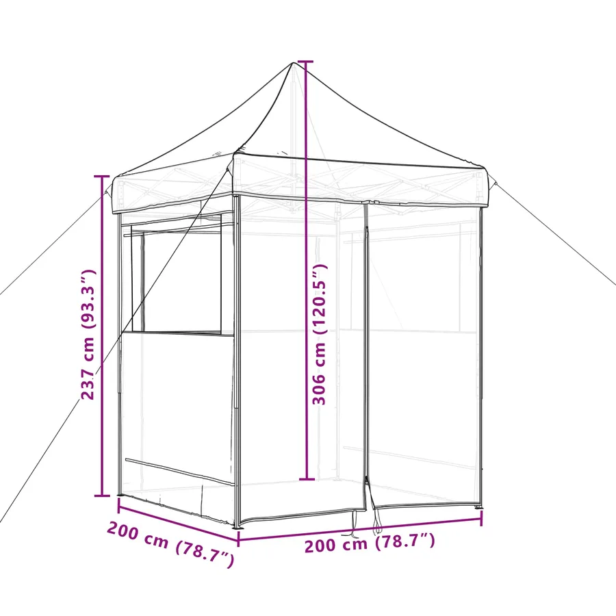 Tente de fête Noir 200 x 200 x 306 cm Tissu Oxford - 12