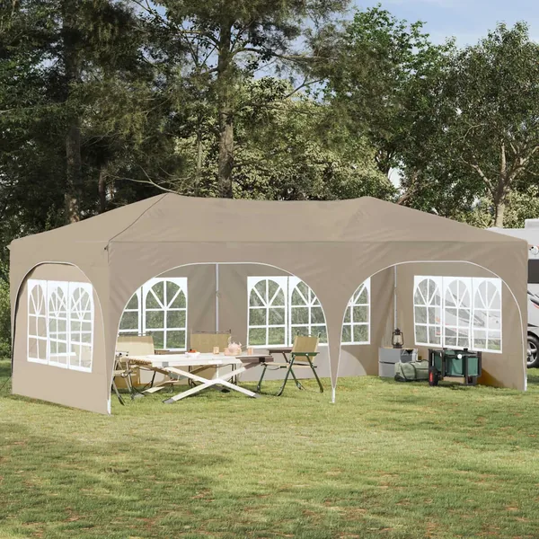 Tente de fête pop-up 575 x 288 x 245 cm Crème Tissu Oxford