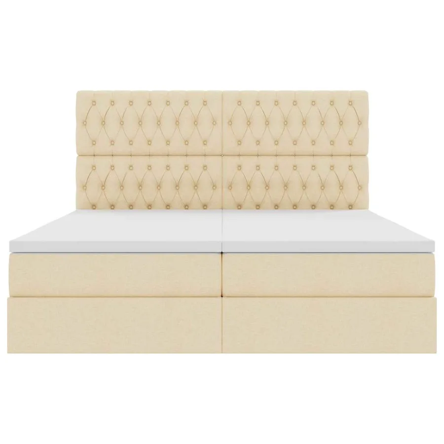 Lit de Rangement avec tête de lit Crème 200 x 200 cm Tissu - 8