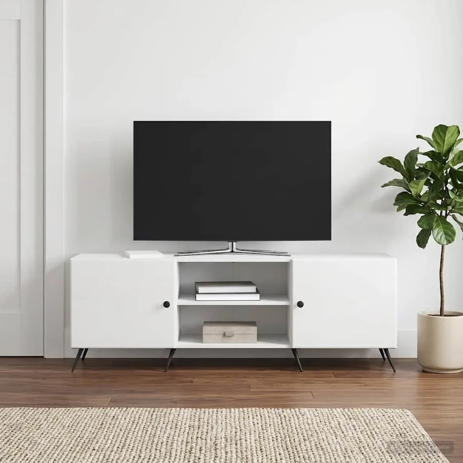 Meuble TV Blanc brillant 150 x 31 x 50 cm Bois d'ingénierie - 4