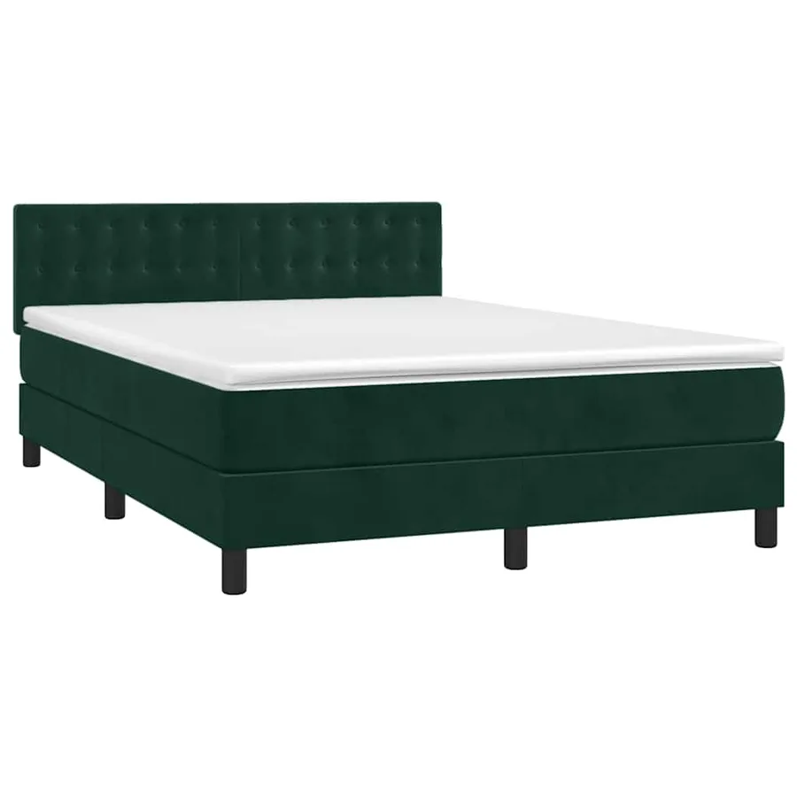 Sommier à lattes de lit et matelas Vert foncé 140x200cm Velours - 3