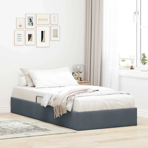 Cadre de lit ottoman Gris foncé 90 x 190 cm Velours