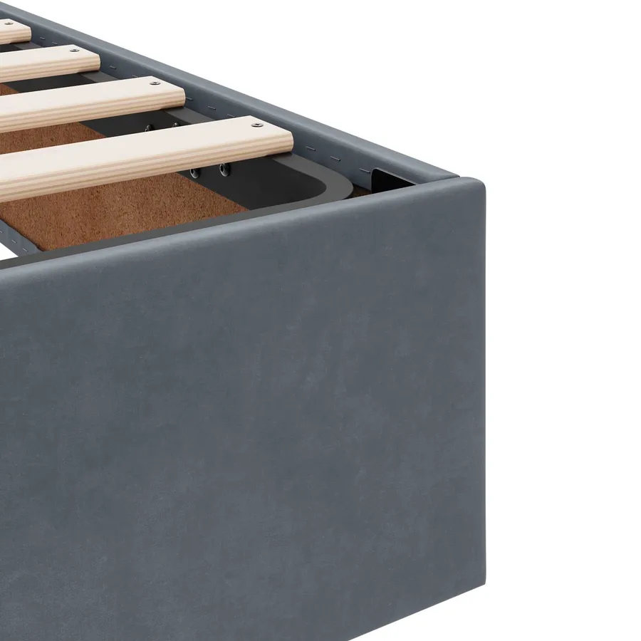 Cadre de lit ottoman Gris foncé 90 x 190 cm Velours - 10