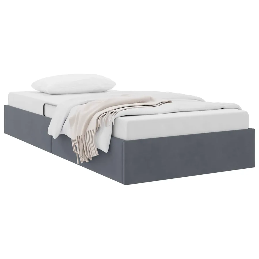 Cadre de lit ottoman Gris foncé 90 x 190 cm Velours - 3