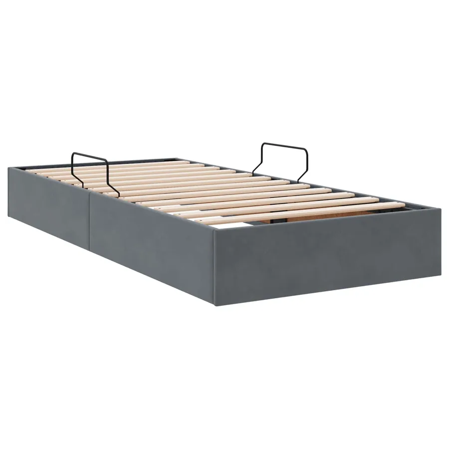 Cadre de lit ottoman Gris foncé 90 x 190 cm Velours - 5