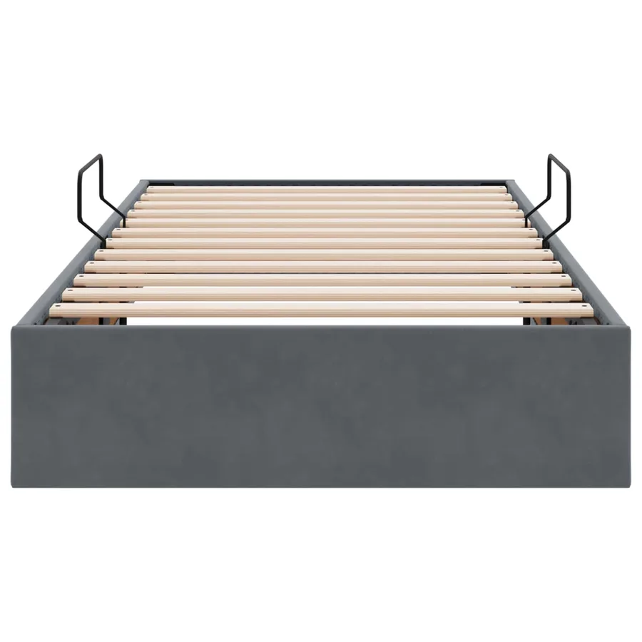 Cadre de lit ottoman Gris foncé 90 x 190 cm Velours - 7