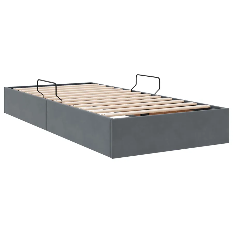 Cadre de lit ottoman Gris foncé 90 x 190 cm Velours - 9