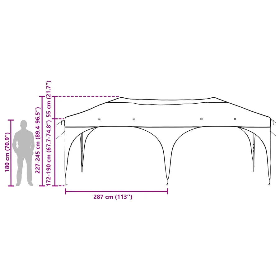 Tente de fête pop-up 575 x 288 x 245 cm Vert Tissu Oxford - 17