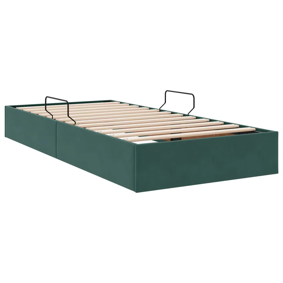 Cadre de lit ottoman Vert foncé 90 x 190 cm Velours - 9