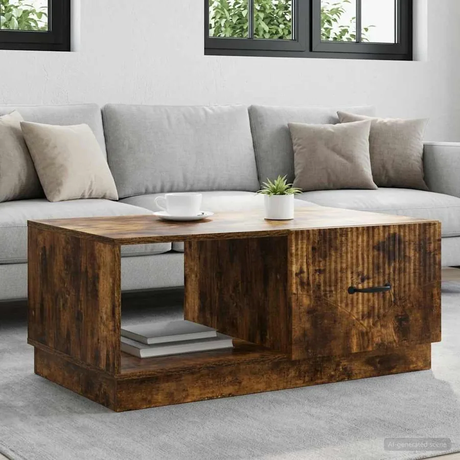 Table basse Chêne fumé 90 x 50 x 37 cm Bois d'ingénierie