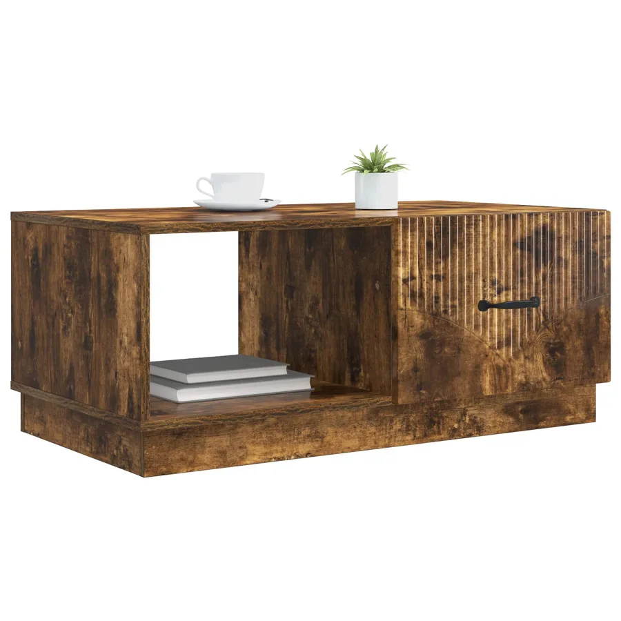 Table basse Chêne fumé 90 x 50 x 37 cm Bois d'ingénierie - 3
