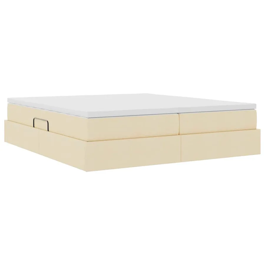 Lit avec rangement et matelas Crème 200 x 200 cm Polyester - 10