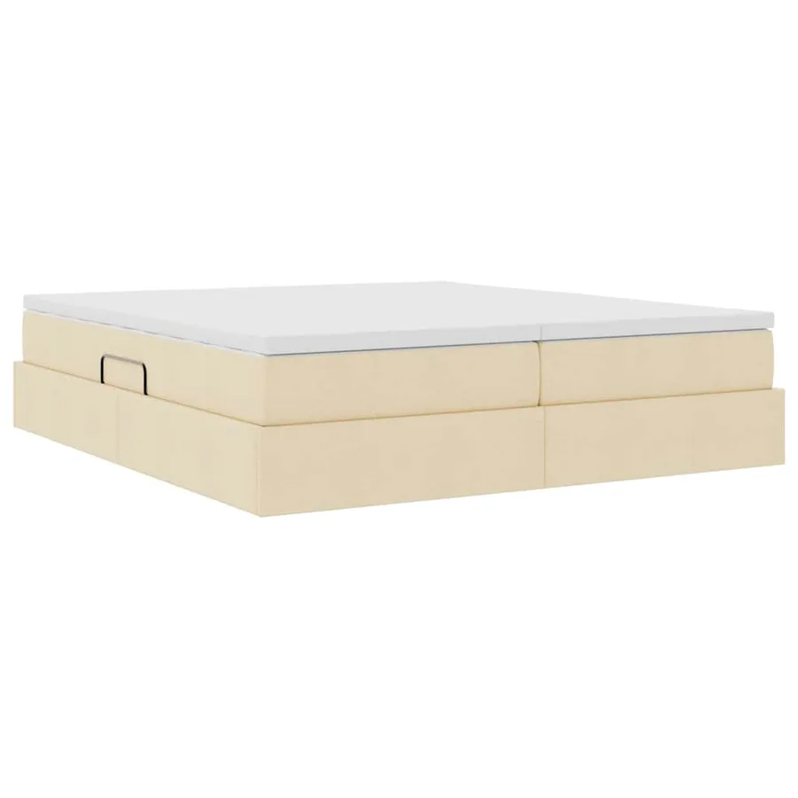 Lit avec rangement et matelas Crème 200 x 200 cm Polyester - 5