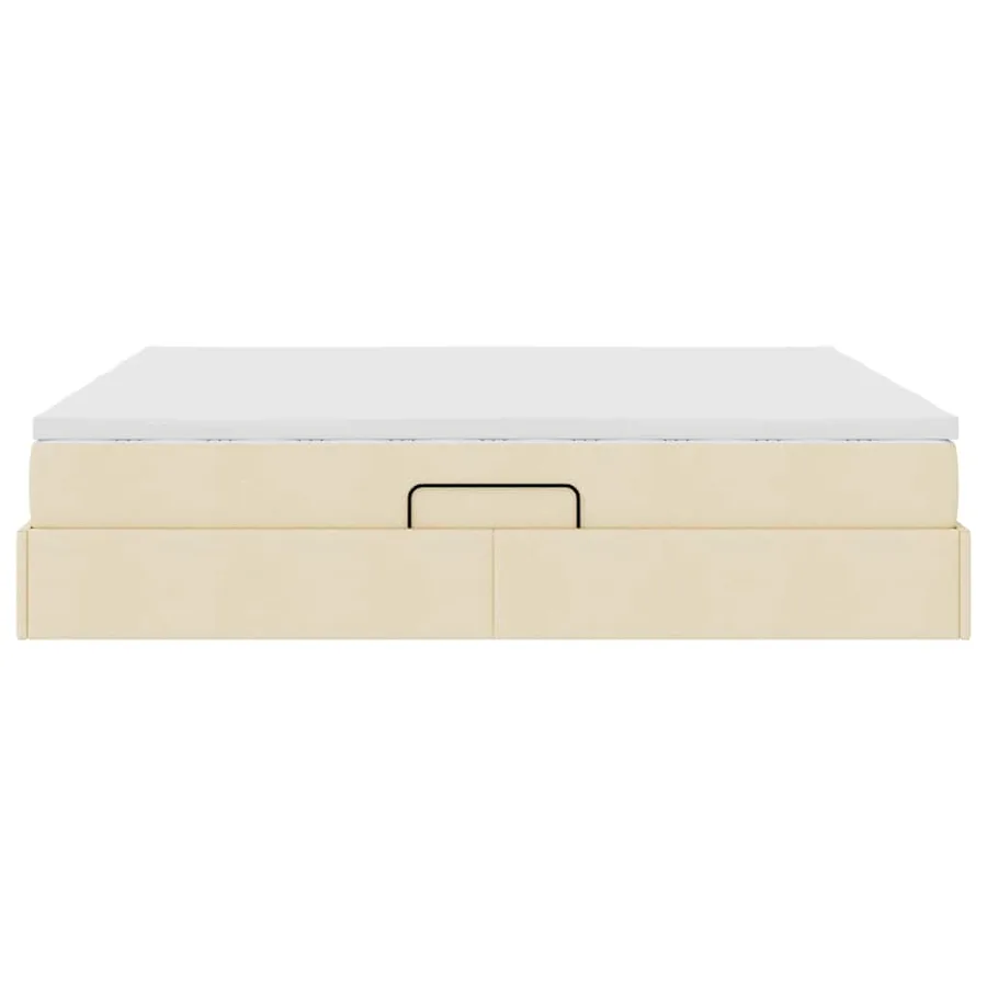 Lit avec rangement et matelas Crème 200 x 200 cm Polyester - 9