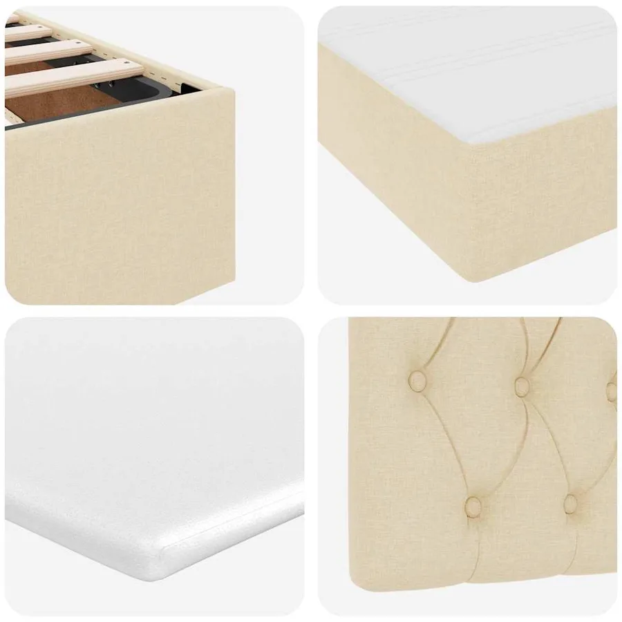 Lit de rangement LED avec matelas Crème 200 x 200 cm Tissu - 14