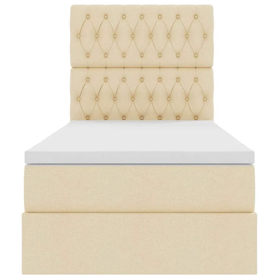 Lit avec rangement et matelas Crème 100 x 200 cm tissu - 7